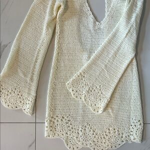 Cream Crochet Knit Dress/ Coverup